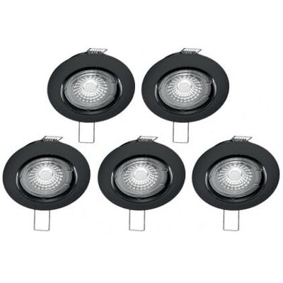 Xanlite – Lote de 5 focos empotrables LED, diseño negro moderno, blanco neutro, 4000 K, 345 lúmenes, casquillo GU10, equivalencia de 50 W, ahorro de energía, color negro Xanlite – Lote de 5 focos empotrables LED, diseño negro moderno, blanco neutro, 4000 K, 345 lúmenes, casquillo GU10, equivalencia de 50 W, ahorro de energía, color negro