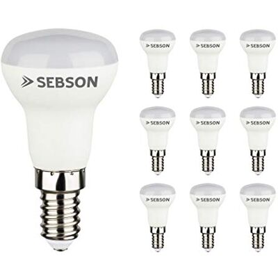 SEBSON Bombilla LED E14 3W Equivalente a 20W Juego de 10-200 Lúmenes Blanco Cálido 3000K No Regulable Angulo de Haz 110° Bombilla Reflectora LED 230V SEBSON Bombilla LED E14 3W Equivalente a 20W Juego de 10-200 Lúmenes Blanco Cálido 3000K No Regulable Angulo de Haz 110° Bombilla Reflectora LED 230V