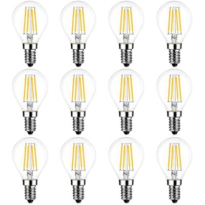 LVWIT Bombillas Golf de Filamento LED E14-4W Equivalente a 40W, 470 Lúmenes, Color Blanco Cálido 2700K. Bombilla Retro Vintage, El Ángulo del Haz de 300°. No Regulable Pack de 12 Unidades. LVWIT Bombillas Golf de Filamento LED E14-4W Equivalente a 40W, 470 Lúmenes, Color Blanco Cálido 2700K. Bombilla Retro Vintage, El Ángulo del Haz de 300°. No Regulable Pack de 12 Unidades.
