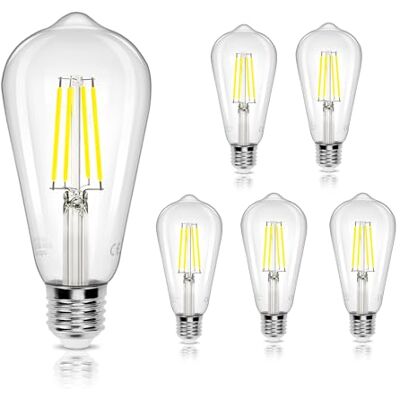 Aigostar Bombilla LED E27 con Filamento,Luz Fria 6500K,8W(Equivalente a 69W),900 Lúmenes,No Regulable,Bombillas Decorativas,Pack De 5 Uds Aigostar Bombilla LED E27 con Filamento,Luz Fria 6500K,8W(Equivalente a 69W),900 Lúmenes,No Regulable,Bombillas Decorativas,Pack De 5 Uds