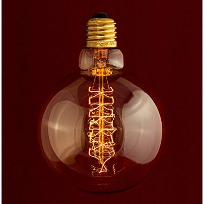 William & Watson Globe Edison Bombilla industrial (95 mm, forma redonda, con filamento espiral, 40 W, E27 ES, rosca con cristal ámbar, tamaño grande, 95 mm de ancho) William & Watson Globe Edison Bombilla industrial (95 mm, forma redonda, con filamento espiral, 40 W, E27 ES, rosca con cristal ámbar, tamaño grande, 95 mm de ancho)