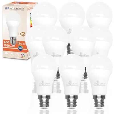 LED ATOMANT 10x Bombilla LED E27 A60 12W Color Luz Neutra 1300lm Casquillo grueso, Color Blanco Neutro 4500K, Bombilla globo LED ATOMANT 10x Bombilla LED E27 A60 12W Color Luz Neutra 1300lm Casquillo grueso, Color Blanco Neutro 4500K, Bombilla globo