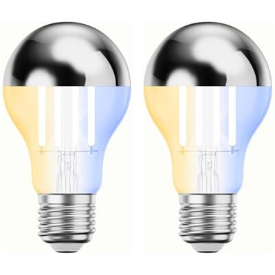 ledscom.de 2x bombilla LED E27, A60, blanco cálido blanco frío (2700-7000 K), 4,8 W, 486lm, Smart Home, WLAN, Alexa, espejo de cabeza (plateado) ledscom.de 2x bombilla LED E27, A60, blanco cálido blanco frío (2700-7000 K), 4,8 W, 486lm, Smart Home, WLAN, Alexa, espejo de cabeza (plateado)