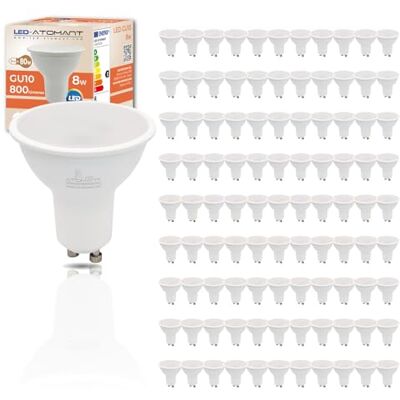 LED ATOMANT 100x Bombilla LED GU10 8W Color Luz Fria 800lm Color Blanco Frio 6500K LED ATOMANT 100x Bombilla LED GU10 8W Color Luz Fria 800lm Color Blanco Frio 6500K