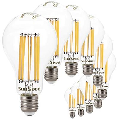 SUNSEED 10x Bombilla Estándar Filamento LED E27 18W = 162W Blanco Cálido 2700K SUNSEED 10x Bombilla Estándar Filamento LED E27 18W = 162W Blanco Cálido 2700K
