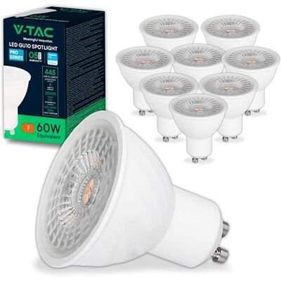 V-TAC 10x Bombillas LED GU10-6W (Equivalente a 6W) Chip SAMSUNG 445 Lumen Spot LED GU10 Alta Luminosidad Bombilla Máxima Eficiencia y Bajo Consumo 3000K Blanco Cálido V-TAC 10x Bombillas LED GU10-6W (Equivalente a 6W) Chip SAMSUNG 445 Lumen Spot LED GU10 Alta Luminosidad Bombilla Máxima Eficiencia y Bajo Consumo 3000K Blanco Cálido