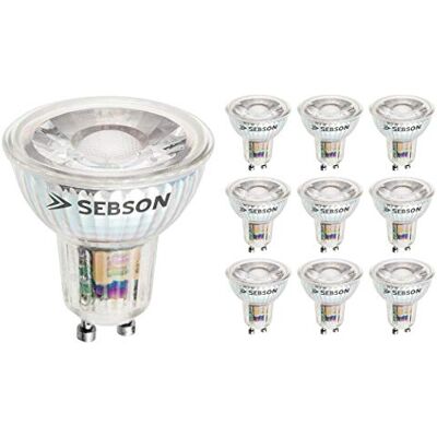 SEBSON Bombilla LED GU10 5W Equivalente a 50W Juego de 10-380 Lúmenes Blanco Cálido 3000K No Regulable Angulo de Haz 36° Bombilla Spot LED 230V SEBSON Bombilla LED GU10 5W Equivalente a 50W Juego de 10-380 Lúmenes Blanco Cálido 3000K No Regulable Angulo de Haz 36° Bombilla Spot LED 230V