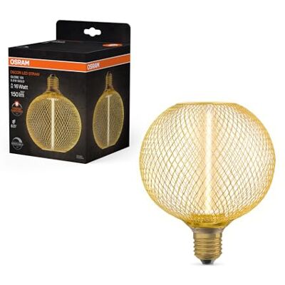 OSRAM DECOR LED Globe 3,5 W mit Strohfilament, gemütliches Warmweiß 818, 150 lm/1800 K, klar, goldfarbenes bleifreies Glas mit E27 Schraubgewinde, dimmbar, 125 mm Durchmesser. OSRAM DECOR LED Globe 3,5 W mit Strohfilament, gemütliches Warmweiß 818, 150 lm/1800 K, klar, goldfarbenes bleifreies Glas mit E27 Schraubgewinde, dimmbar, 125 mm Durchmesser.