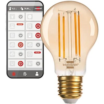 Brennenstuhl Connect WiFi Bombilla filamento LED Standard (Bombilla inteligente, compatible con Amazon Alexa y Google Assistant, bombilla E27, 470lm, 4,9W, luz cálida 2200K, luz regulable, vintage) Brennenstuhl Connect WiFi Bombilla filamento LED Standard (Bombilla inteligente, compatible con Amazon Alexa y Google Assistant, bombilla E27, 470lm, 4,9W, luz cálida 2200K, luz regulable, vintage)