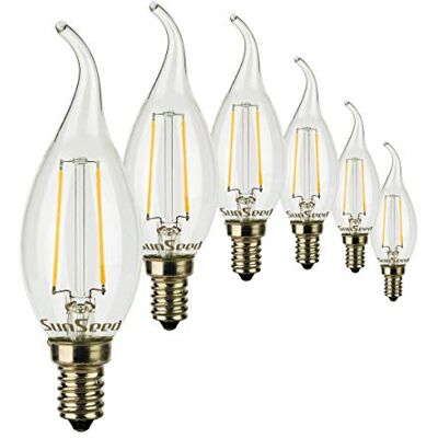 SUNSEED 6x Bombilla Vela Llama Filamento LED E14 2W = 25W Blanco Cálido 2700K SUNSEED 6x Bombilla Vela Llama Filamento LED E14 2W = 25W Blanco Cálido 2700K