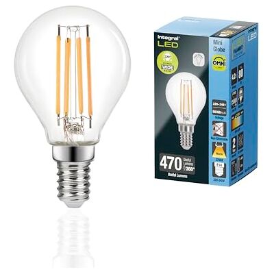 Integral Bombilla pelota de golf LED E14 Omni-filamento Cálido 2700 K, 470 LM, 4,2 W (equivalente a 40 W) No Regulable Paquete de 4 Eficiencia energética para dormitorios, pasillos y salones Integral Bombilla pelota de golf LED E14 Omni-filamento Cálido 2700 K, 470 LM, 4,2 W (equivalente a 40 W) No Regulable Paquete de 4 Eficiencia energética para dormitorios, pasillos y salones