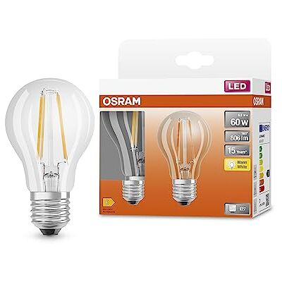 OSRAM Lámpara LED A60 de STAR LED de para el enchufe E27, forma de pera, FIL, 806 Lumen, Warm White (2700k), reemplazo de bombillas de 60W convencionales, no Dimmable, 6 paquetes de 6 OSRAM Lámpara LED A60 de STAR LED de para el enchufe E27, forma de pera, FIL, 806 Lumen, Warm White (2700k), reemplazo de bombillas de 60W convencionales, no Dimmable, 6 paquetes de 6