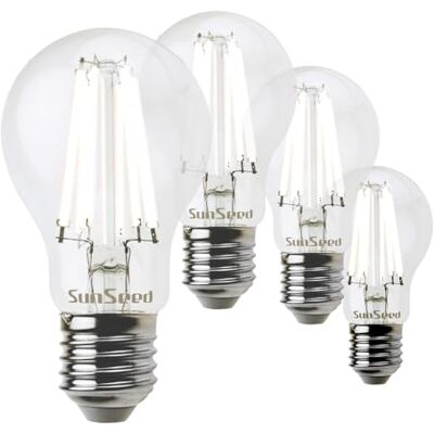 SUNSEED 4x Bombilla Estándar Filamento Blanco LED E27 12W = 100W Blanco Cálido 3000K SUNSEED 4x Bombilla Estándar Filamento Blanco LED E27 12W = 100W Blanco Cálido 3000K