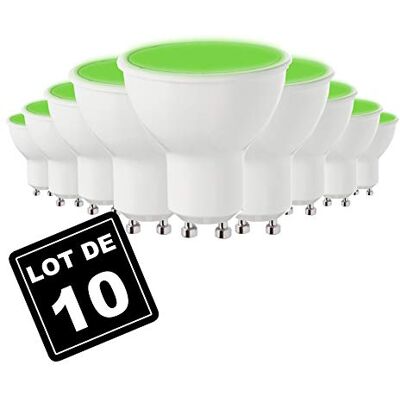 Europalamp Pack de 10 bombillas LED Bombillas de color Luz verde GU10-7W 4500 K Lúmenes 400 No regulable Iluminación decorativa Garantía 2 años Europalamp Pack de 10 bombillas LED Bombillas de color Luz verde GU10-7W 4500 K Lúmenes 400 No regulable Iluminación decorativa Garantía 2 años
