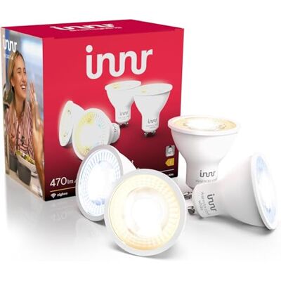 innr Bombilla Inteligente GU10 Spot, para Hue* y hubs Zigbee, 4-pack Luz LED blanco cálido y blanco frío, 2200K-6500K, 470 lúmenes, regulable innr Bombilla Inteligente GU10 Spot, para Hue* y hubs Zigbee, 4-pack Luz LED blanco cálido y blanco frío, 2200K-6500K, 470 lúmenes, regulable