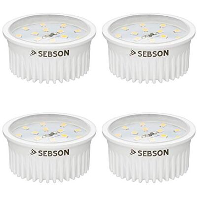 SEBSON Módulo LED 5W Ultra Plano ø50x26mm para Foco Empotrable 400 Lúmenes Blanco Cálido 3000K No Regulable 230V Reemplaza la Bombilla GU10 MR16 Juego de 4 SEBSON Módulo LED 5W Ultra Plano ø50x26mm para Foco Empotrable 400 Lúmenes Blanco Cálido 3000K No Regulable 230V Reemplaza la Bombilla GU10 MR16 Juego de 4