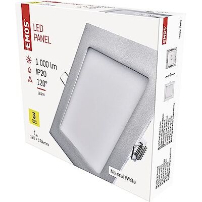 EMOS * LED Panel S 12 W NW IP20, aluminio, plata, 19 x 17,8 x 4,5 cm EMOS * LED Panel S 12 W NW IP20, aluminio, plata, 19 x 17,8 x 4,5 cm