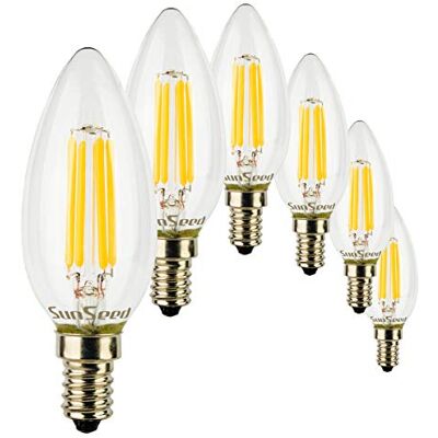 SUNSEED 6x Bombilla Vela Filamento LED E14 6W = 60W Blanco Cálido 2700K SUNSEED 6x Bombilla Vela Filamento LED E14 6W = 60W Blanco Cálido 2700K