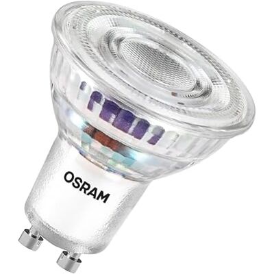 OSRAM Lámpara reflectora LED Energy Class PAR16 con 4,7 W, 850 lm, blanco frío (4000 K) de vidrio sin plomo con casquillo GU10 en clase de eficiencia energética A, 50 mm de diámetro, paquete IP20.6 OSRAM Lámpara reflectora LED Energy Class PAR16 con 4,7 W, 850 lm, blanco frío (4000 K) de vidrio sin plomo con casquillo GU10 en clase de eficiencia energética A, 50 mm de diámetro, paquete IP20.6