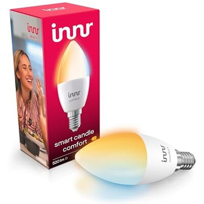 innr Bombilla Inteligente Vela E14, para Hue* y hubs Zigbee Luz LED Blanco cálido a blanco frío, 2000K-6500K, 520 Lúmenes, Regulable innr Bombilla Inteligente Vela E14, para Hue* y hubs Zigbee Luz LED Blanco cálido a blanco frío, 2000K-6500K, 520 Lúmenes, Regulable