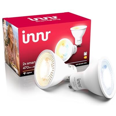 innr Bombilla Inteligente GU10 Spot, para Hue* y hubs Zigbee, 2-pack Luz LED blanco cálido y blanco frío, 2200K-6500K, 470 lúmenes, regulable innr Bombilla Inteligente GU10 Spot, para Hue* y hubs Zigbee, 2-pack Luz LED blanco cálido y blanco frío, 2200K-6500K, 470 lúmenes, regulable