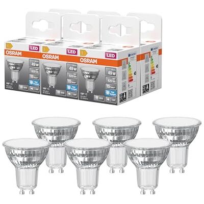 OSRAM Foco LED Star PAR16 de 5,6 W, 865 W, luz diurna de 6500 K, GU10, 120°, 620 lm, diseño de cristal completo,6-Pack OSRAM Foco LED Star PAR16 de 5,6 W, 865 W, luz diurna de 6500 K, GU10, 120°, 620 lm, diseño de cristal completo,6-Pack