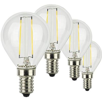 SUNSEED 4x Bombilla Esférica Filamento LED E14 2W = 25W Blanco Neutro 4000K SUNSEED 4x Bombilla Esférica Filamento LED E14 2W = 25W Blanco Neutro 4000K
