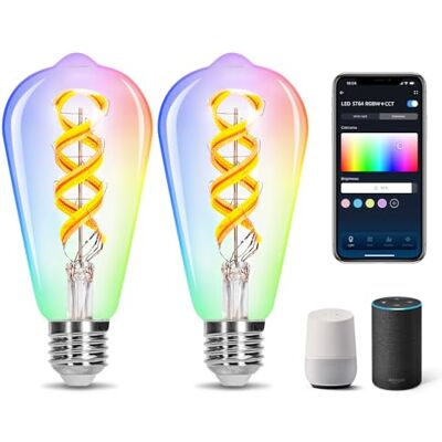 Aigostar Bombilla Inteligente E27 Edison Bombilla Alexa 6W ( E27 4.9W RGB+CCT, 2 Uds) Aigostar Bombilla Inteligente E27 Edison Bombilla Alexa 6W ( E27 4.9W RGB+CCT, 2 Uds)