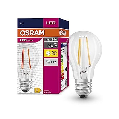 OSRAM Valor de estrella LED de Lámpara LED clásica A60 para enchufe E27, forma de pera, Fil, 806 lúmenes, blanco cálido (2700k), reemplazo de bombillas convencionales de 60W, 10 paquetes de 10 OSRAM Valor de estrella LED de Lámpara LED clásica A60 para enchufe E27, forma de pera, Fil, 806 lúmenes, blanco cálido (2700k), reemplazo de bombillas convencionales de 60W, 10 paquetes de 10