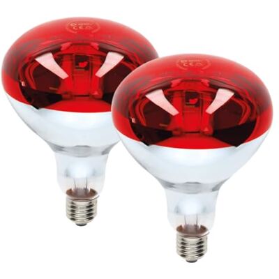 VZLED Pack 2 Bombilla Infrarroja E27 250W Cristal Rojo Ø125mm Invernaderos, Incubadoras, Terapia Muscular y Calentamiento de Alimentos Pack 2 Unidades VZLED Pack 2 Bombilla Infrarroja E27 250W Cristal Rojo Ø125mm Invernaderos, Incubadoras, Terapia Muscular y Calentamiento de Alimentos Pack 2 Unidades