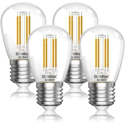 Bonlux Bombilla LED E27 12V 4W, 3000K Blanco Cálido, Bajo Voltaje Casquillo E27 para Sistemas Solares Off-Grid, Autocaravanas, Barco, Garaje, Jardín AC/DC 12-24V Luces, 4 paquete Bonlux Bombilla LED E27 12V 4W, 3000K Blanco Cálido, Bajo Voltaje Casquillo E27 para Sistemas Solares Off-Grid, Autocaravanas, Barco, Garaje, Jardín AC/DC 12-24V Luces, 4 paquete