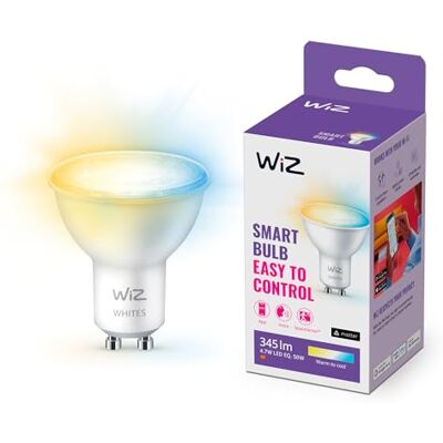 WiZ Bombilla LED Inteligente Wi-Fi, 4,9W(Eq. 50W) GU10, Luz Blanca Cálida a Fría Regulable, con tecnología SpaceSense y compatible con Alexa y Google Home WiZ Bombilla LED Inteligente Wi-Fi, 4,9W(Eq. 50W) GU10, Luz Blanca Cálida a Fría Regulable, con tecnología SpaceSense y compatible con Alexa y Google Home