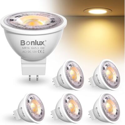 Bonlux Bombillas LED GU5.3 12V, MR16 LED Empotrables Techo Luz Ámbar 2200K Ojos de Buey LED 5W Equivalentes a 50W 60W, Bombilla Techo Ángulo de Haz de 38 ° No Regulable 6 Unidades Bonlux Bombillas LED GU5.3 12V, MR16 LED Empotrables Techo Luz Ámbar 2200K Ojos de Buey LED 5W Equivalentes a 50W 60W, Bombilla Techo Ángulo de Haz de 38 ° No Regulable 6 Unidades
