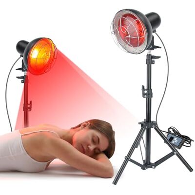 Rkdely Lámpara infrarroja 150W, temperatura ajustable Calor 30–60°C, +50% penetración, 10 niveles, temporizador 5–60 min, altura 58–116cm Rkdely Lámpara infrarroja 150W, temperatura ajustable Calor 30–60°C, +50% penetración, 10 niveles, temporizador 5–60 min, altura 58–116cm