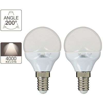 Xanlite Juego de 2 bombillas P45 470LM 4000 K 5,5 W E14, color blanco Xanlite Juego de 2 bombillas P45 470LM 4000 K 5,5 W E14, color blanco