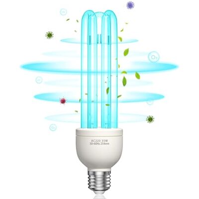 BrightArk Lampara UV Desinfeccion Lampara UVC Ozono Light 35W E27 Blu-Ray con Tubo de Cuarzo Germicida Esterilizador AC 220-240V para Hogar, Escuela, Oficina Aire Fresco, UVC 254nm +O?(1 Unidad) BrightArk Lampara UV Desinfeccion Lampara UVC Ozono Light 35W E27 Blu-Ray con Tubo de Cuarzo Germicida Esterilizador AC 220-240V para Hogar, Escuela, Oficina Aire Fresco, UVC 254nm +O?(1 Unidad)