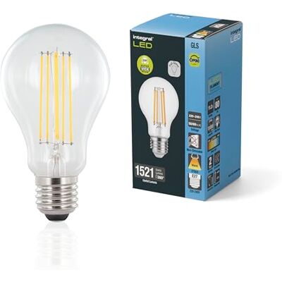 Integral LED E27 GLS A60 Omni-filamento Cálido 2700 K, 1521 LM, 11,2 W (equivalente a 100 W) Bombilla No Regulable Paquete de 2 Eficiencia energética para dormitorios, pasillos y salones Integral LED E27 GLS A60 Omni-filamento Cálido 2700 K, 1521 LM, 11,2 W (equivalente a 100 W) Bombilla No Regulable Paquete de 2 Eficiencia energética para dormitorios, pasillos y salones