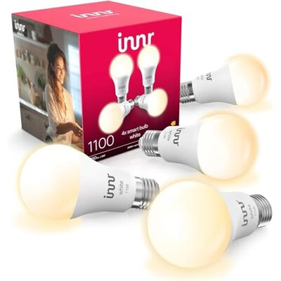 innr Bombilla Inteligente E27, para Hue* y hubs Zigbee, 4-pack Luz LED blanco cálido, 2700K, 50 % más de brillo, 1150 lúmenes, Regulable innr Bombilla Inteligente E27, para Hue* y hubs Zigbee, 4-pack Luz LED blanco cálido, 2700K, 50 % más de brillo, 1150 lúmenes, Regulable