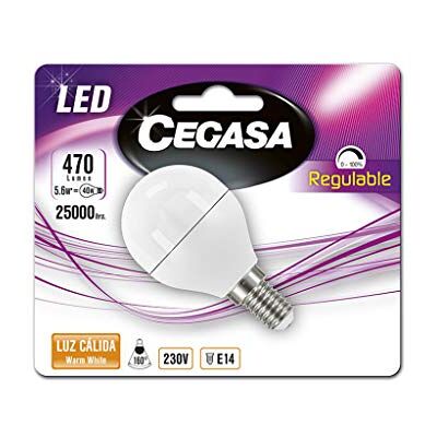 CEGASA LAMPARA LED ESF 5.6W E14 470LM BL1 2700K 160 RG, Negro, Estandar CEGASA LAMPARA LED ESF 5.6W E14 470LM BL1 2700K 160 RG, Negro, Estandar