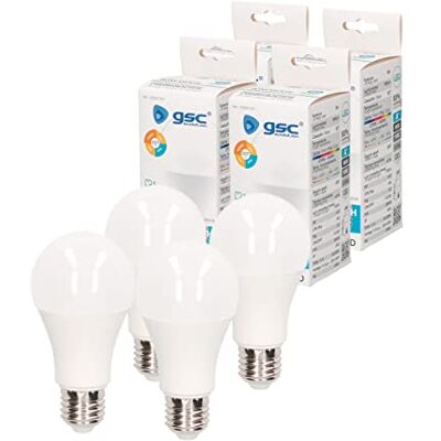 gsc evolution Bombilla wifi Inteligente LED compatible con Alexa & Google home 9w E27 Regulable 2700-6500K 20.000 h de vida Funciona con SmartLife 800 Lm Pack 4 gsc evolution Bombilla wifi Inteligente LED compatible con Alexa & Google home 9w E27 Regulable 2700-6500K 20.000 h de vida Funciona con SmartLife 800 Lm Pack 4