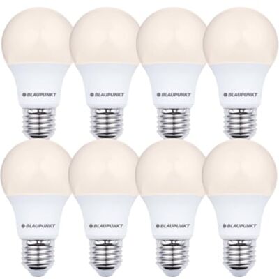 Blaupunkt Bombilla LED Clásica A60, lámpara LED, base de rosca E27, 6W, sustituye de 60W, blanco cálido 2700K, luz amarilla, no regulable, 570 lúmenes, interior exterior, 8 unidades (pack de 8) Blaupunkt Bombilla LED Clásica A60, lámpara LED, base de rosca E27, 6W, sustituye de 60W, blanco cálido 2700K, luz amarilla, no regulable, 570 lúmenes, interior exterior, 8 unidades (pack de 8)