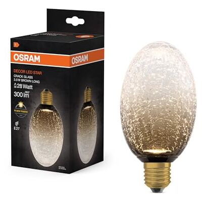 OSRAM Lámpara LED DECOR FLAT Crackle de cristal, larga Ø90mm, marrón, E27, 3,5W, 300lm, 2700K, blanco cálido, IP20, aspecto vintage OSRAM Lámpara LED DECOR FLAT Crackle de cristal, larga Ø90mm, marrón, E27, 3,5W, 300lm, 2700K, blanco cálido, IP20, aspecto vintage