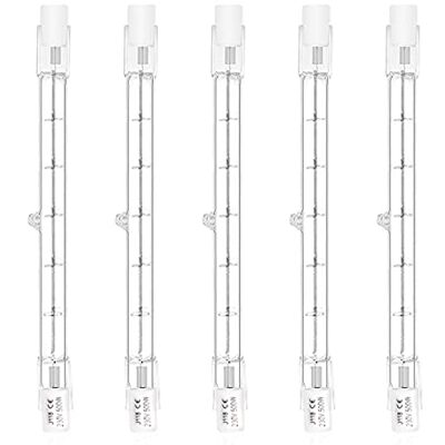 Bonlux Bombilla Halógena R7S 118mm 500W, Halógeno Regulable Blanco Cálido 2800K Lineal R7S Lápiz Bombilla 11000lm AC 220-240V para Iluminación del Hogar, Trabajo, Seguridad, Lámpara de Pie, 5 Piezas Bonlux Bombilla Halógena R7S 118mm 500W, Halógeno Regulable Blanco Cálido 2800K Lineal R7S Lápiz Bombilla 11000lm AC 220-240V para Iluminación del Hogar, Trabajo, Seguridad, Lámpara de Pie, 5 Piezas