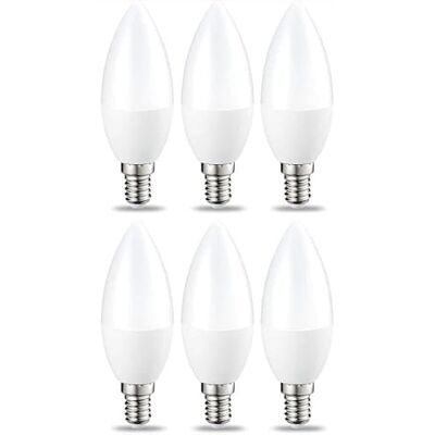 Brightium Bombilla LED de Cera plástica de 4.5W, 6500K, E14, Pack de 6, Ideal para iluminación Ambiental y decoración en Interiores. Brightium Bombilla LED de Cera plástica de 4.5W, 6500K, E14, Pack de 6, Ideal para iluminación Ambiental y decoración en Interiores.