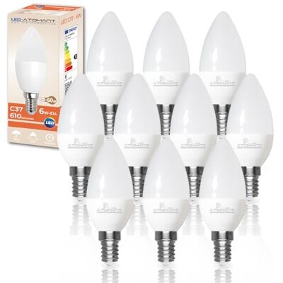 LED ATOMANT 10x Bombilla LED E14 Vela C37 6W Color Luz Fria 610lm Casquillo fino LED ATOMANT 10x Bombilla LED E14 Vela C37 6W Color Luz Fria 610lm Casquillo fino