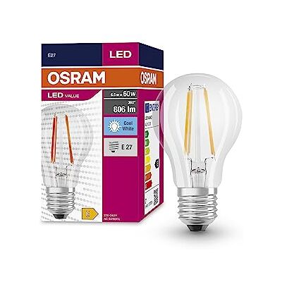 OSRAM Valor de estrella LED de Lámpara LED Classic A60 para enchufe E27, forma de pera, Fil, 806 lúmenes, blanco frío (4000k), reemplazo de bombillas convencionales de 60 W, 10 paquetes de 10 OSRAM Valor de estrella LED de Lámpara LED Classic A60 para enchufe E27, forma de pera, Fil, 806 lúmenes, blanco frío (4000k), reemplazo de bombillas convencionales de 60 W, 10 paquetes de 10