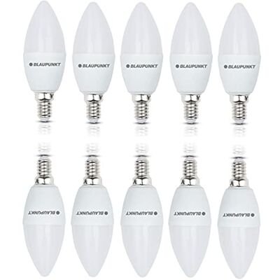 Blaupunkt Bombilla E14 Vela LED – Bombilla de Vela Pequeña – Luz Blanca Neutra – 7W – Equivalente a 50W – Blanco Natural 4000K Frío – Rosca Edison – Luz Calida de Bajo Coste y Energía – Paquete de 10 Blaupunkt Bombilla E14 Vela LED – Bombilla de Vela Pequeña – Luz Blanca Neutra – 7W – Equivalente a 50W – Blanco Natural 4000K Frío – Rosca Edison – Luz Calida de Bajo Coste y Energía – Paquete de 10