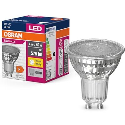 OSRAM Valor de estrella LED de PAR16 Lámpara LED para base Gu10, lámpara reflector, GL, 575 lúmenes, blanco cálido (3000k), reemplazo de bombillas convencionales de 80W, 10 paquetes de 10 OSRAM Valor de estrella LED de PAR16 Lámpara LED para base Gu10, lámpara reflector, GL, 575 lúmenes, blanco cálido (3000k), reemplazo de bombillas convencionales de 80W, 10 paquetes de 10