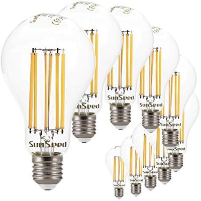 SUNSEED 10x Bombilla Estándar Filamento LED E27 16W = 142W Blanco Cálido 2700K SUNSEED 10x Bombilla Estándar Filamento LED E27 16W = 142W Blanco Cálido 2700K