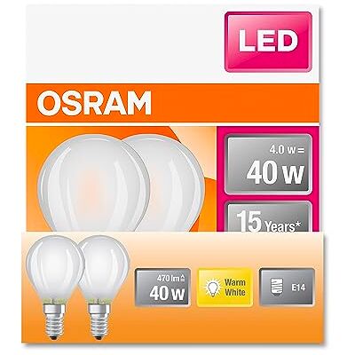 OSRAM Lámina LED P40 de LED Star P40 de para el zócalo E14, forma de caída, GL FR, 470 lúmenes, blanco tibio (2700k), reemplazo de bombillas convencionales de 40 W, no dimmables, paquete de 6 OSRAM Lámina LED P40 de LED Star P40 de para el zócalo E14, forma de caída, GL FR, 470 lúmenes, blanco tibio (2700k), reemplazo de bombillas convencionales de 40 W, no dimmables, paquete de 6